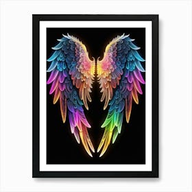 Neon Angel Wings 33 Art Print