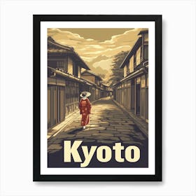 Aihrgdesign A Retro Travel Poster For Kyoto Featuring The Tra 246e1e8c 8ddc 474c 9179 56f9cc7b887e 3 Art Print