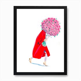 Paris Fashion Week Pink Roses Art Print