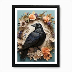 Crow In A Wreath 2 Art Print