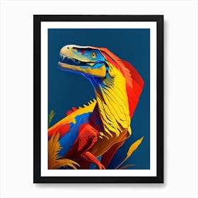 Utahraptor 1 Primary Colours Dinosaur Art Print