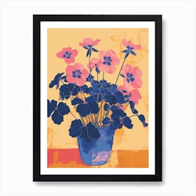 Geranium Flowers On A Table   Contemporary Illustration 4 Art Print