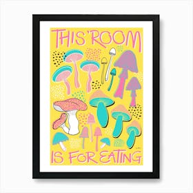 Mushroom Kitchen Art Print Yellow Art Print