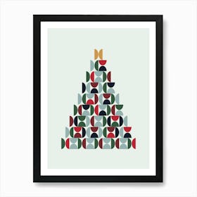 Mid Century Christmas Tree Abstract Shapes Art Print