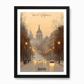 Heart Of Madrid, minimalist soft tones palette, watercolor poster Art Print