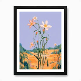 Boho Wildflower Painting Blue Eyed Grass 1 Art Print