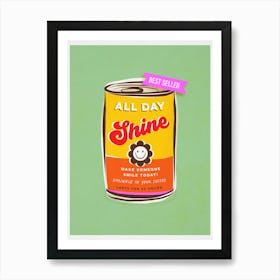 Pop Art Smiley ‘CAN DO’ art - ALL DAY SHINE Positive words Art Print