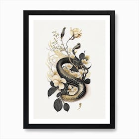 Water Moccasin 1 Snake Gold And Black Art Print