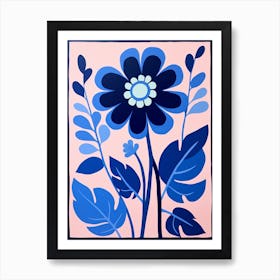 Blue Flower Illustration Zinnia 4 Art Print