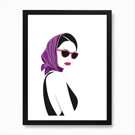 Woman In Headscarf & Sunglasses Fashion Art Print