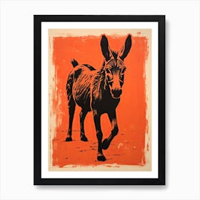 Donkey, Woodblock Animal Drawing 4 Art Print