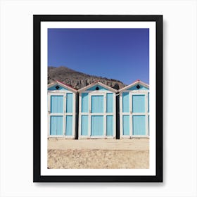 Beach Blue Cabins Sicily Italy Art Print