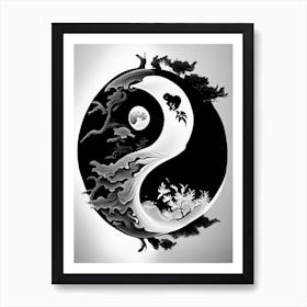 Black And White Yin and Yang 1, Illustration Art Print