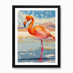 Greater Flamingo Salar De Atacama Antofagasta Tropical Illustration 3 Art Print