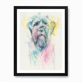 Pastel Briard Dog Line Illustration 2 Art Print