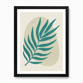 Minimalist Leaf Illustration on Beige Background Art Print