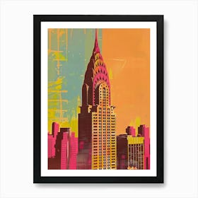 Chrysler Building New York Colourful Silkscreen Illustration 3 Art Print