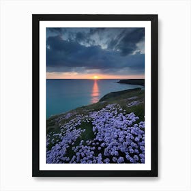 Sunset Over Flowers Art Print