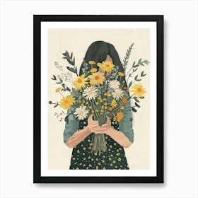 Spring Girl With Yellow Flowers 6 Art Print