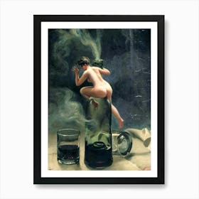 Le Vin Ginguet - Famous Cover Painting by Luis Ricardo Falero, Nude Witchy Sprite Fairy Pagan Gothic Cool 1 Art Print