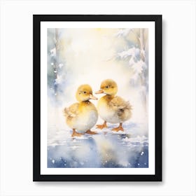 Winter Ducklings Art Print