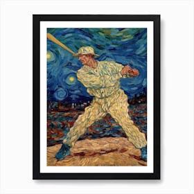 Baseball In The Style Of Van Gogh 2 Art Print