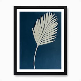 Blue cyanotype palm leaf Art Print