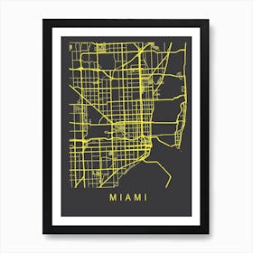 Miami Map Neon Art Print