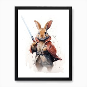 Bunny Rabbit As A Jedi Watercolour 1 Art Print