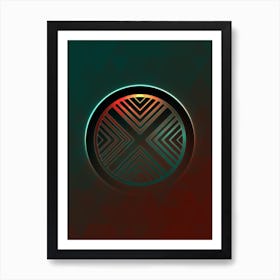 Geometric Neon Glyph on Jewel Tone Triangle Pattern 044 Art Print