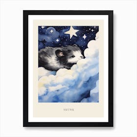 Baby Skunk 2 Sleeping In The Clouds Nursery Poster Art Print