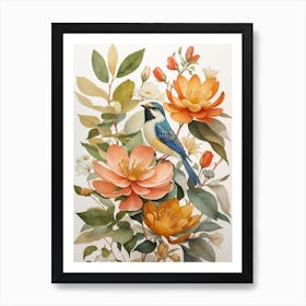 Bird On A Flower Art Print