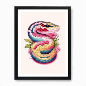 Rosy Boa Snake Tattoo Style Art Print