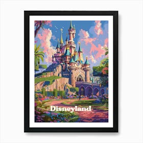 Disneyland Cinderella Castle Digital Travel Illustration Póster