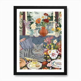 Tea Time With A British Shorthair Cat 4 Art Print