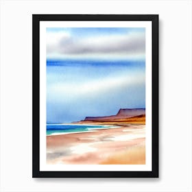 Playa De Famara, Lanzarote, Spain Watercolour Art Print