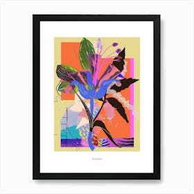 Bluebell 1 Neon Flower Collage Poster Art Print