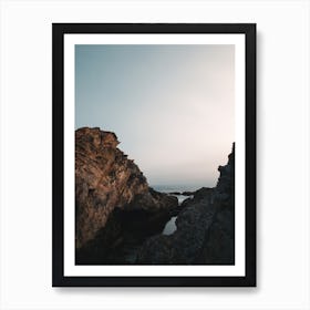 Portugal Sundown Ocean Rocks Art Print