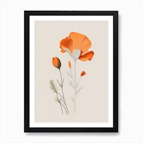 California Poppy Spices And Herbs Retro Minimal 4 Art Print