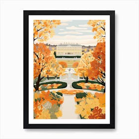 Schonbrunn Palace Gardens, Austria In Autumn Fall Illustration 0 Art Print