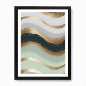 Gold Wavy Stripes Art Print