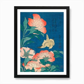 Katsushika Hokusai Bird In A Flower Art Print