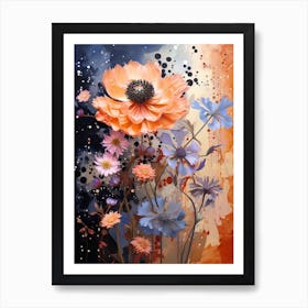 Surreal Florals Cornflower 1 Flower Painting Art Print