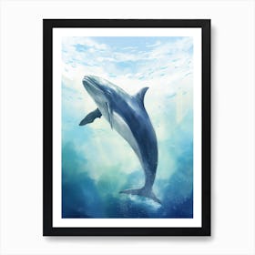 Minke Whale Realistic Illustration 3 Art Print