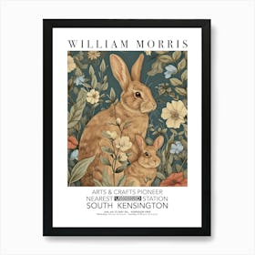 William Morris Print Rabbit Bunny Portrait Valentines Mothers Day Gift Art Print