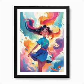 Girl With Colorful Hair 2 Art Print