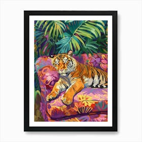 Tiger On Couch 2 Art Print