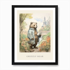 Beatrix Potter Inspired  Animal Watercolour Grizzly Bear 2 Art Print