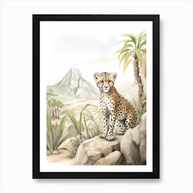 Storybook Animal Watercolour Cheetah 1 Art Print