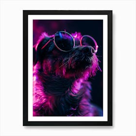 Beautiful Dog Under Neon Lights 18 Art Print